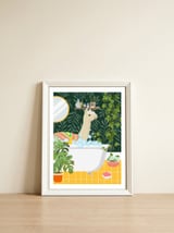 Llama Bathing  — framed, leaning against the wall thumbnail