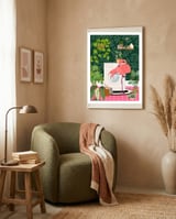 Flamingo in Jungle Laundry Room framed in a tender room thumbnail