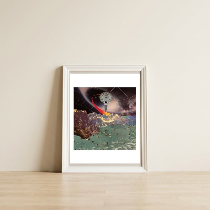 Ocean Rainbow Mountain — framed, leaning against the wall