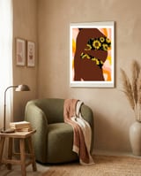 Groovy Sunflower Bikini framed in a tender room thumbnail