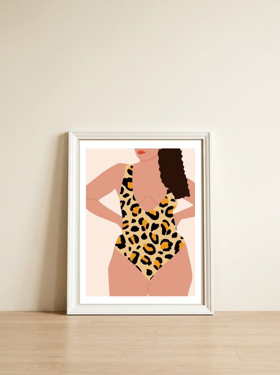 My New Leopard Swimsuit — framed, leaning against the wall