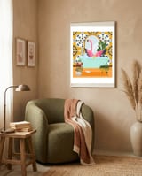 Flamingo Bathing in Moroccan Style Bathroom framed in a tender room thumbnail