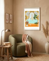 Llama Bathing in Moroccan Style Bathroom framed in a tender room thumbnail