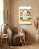Piggie Bathing in Moroccan Style Bathroom framed in a tender room thumbnail