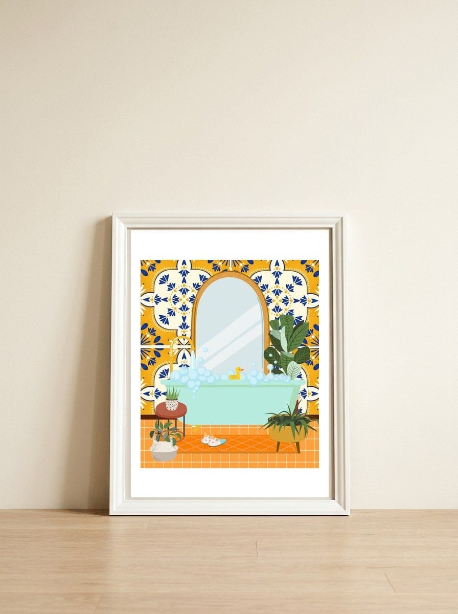 Moroccan Style Bathroom — framed, leaning against the wall