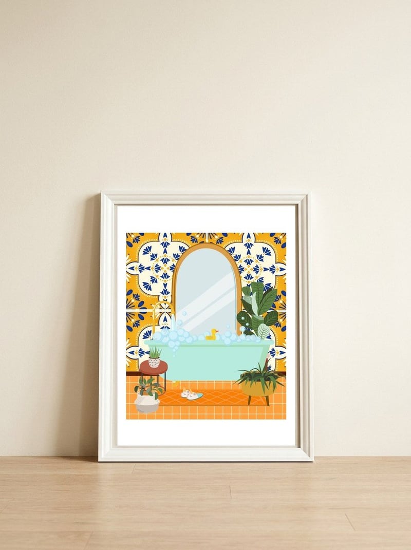 Moroccan Style Bathroom — framed, leaning against the wall