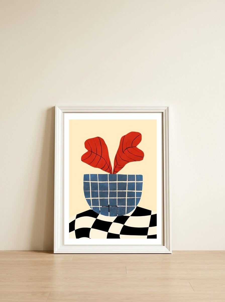 Red Coleus — framed, leaning against the wall
