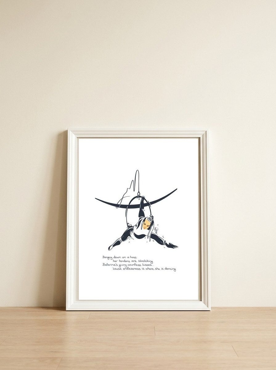 Hoop Balerina 1 — framed, leaning against the wall