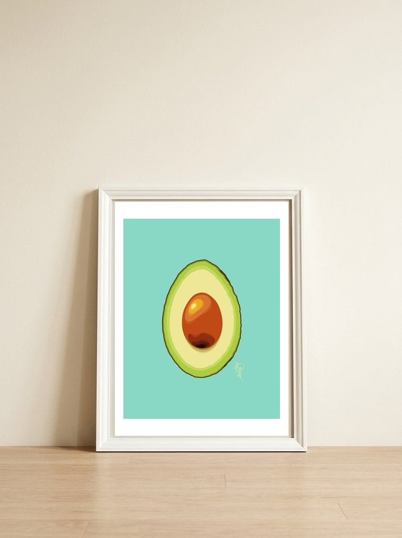 Avocado — framed, leaning against the wall