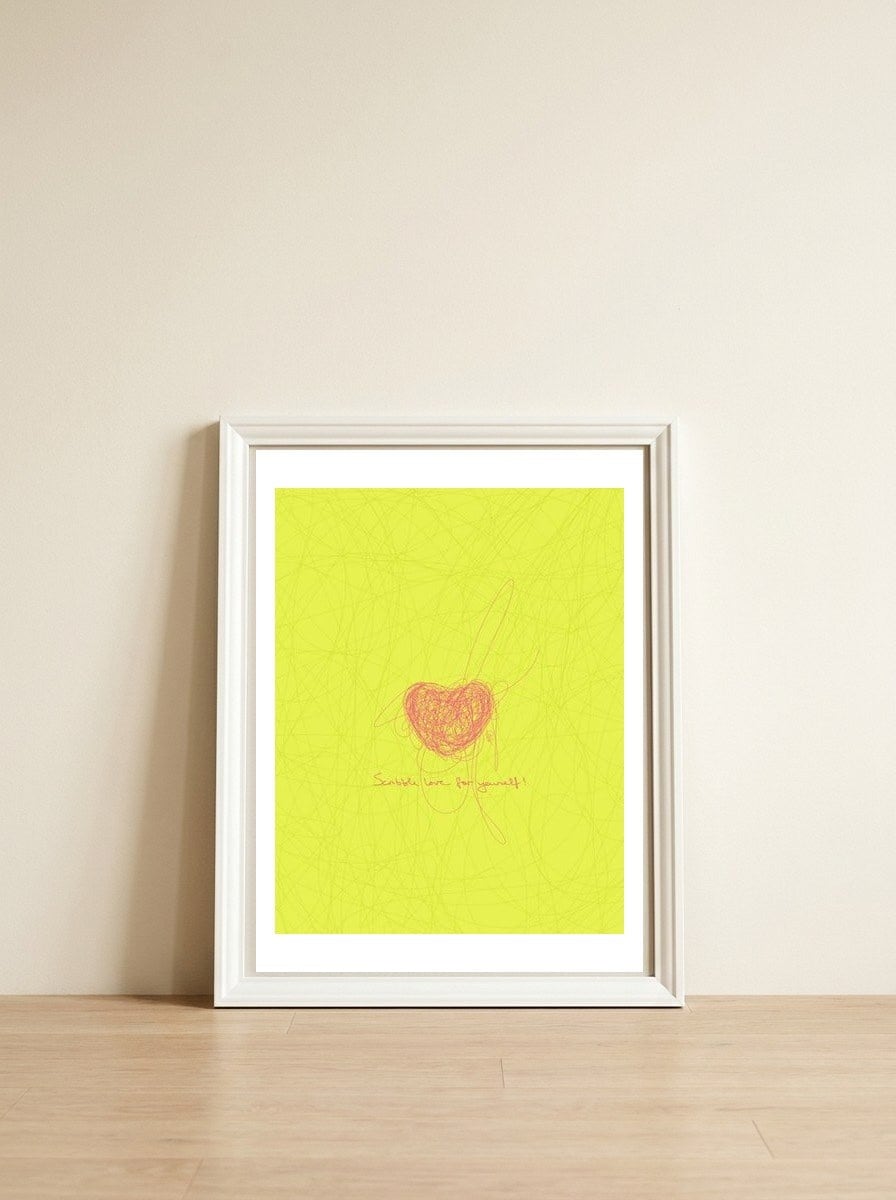 Sentimental Scribble 1 — framed, leaning against the wall