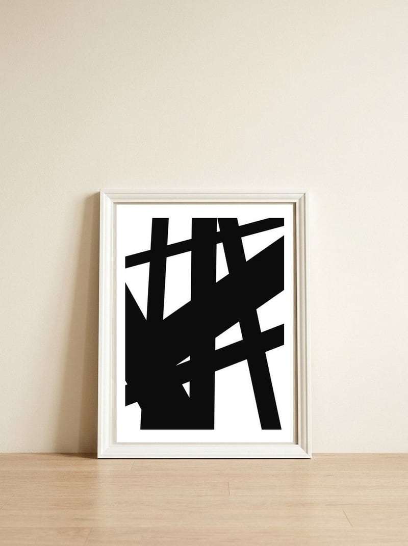 Abstrato Geométrico 40.6 — framed, leaning against the wall