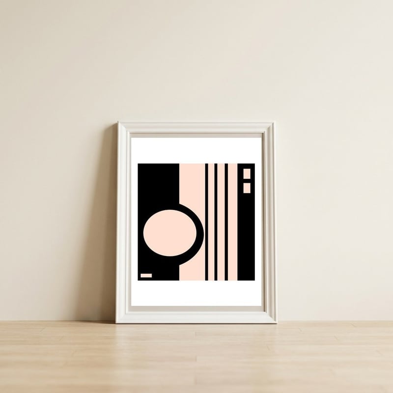 Abstrato Geométrico 39.0 — framed, leaning against the wall