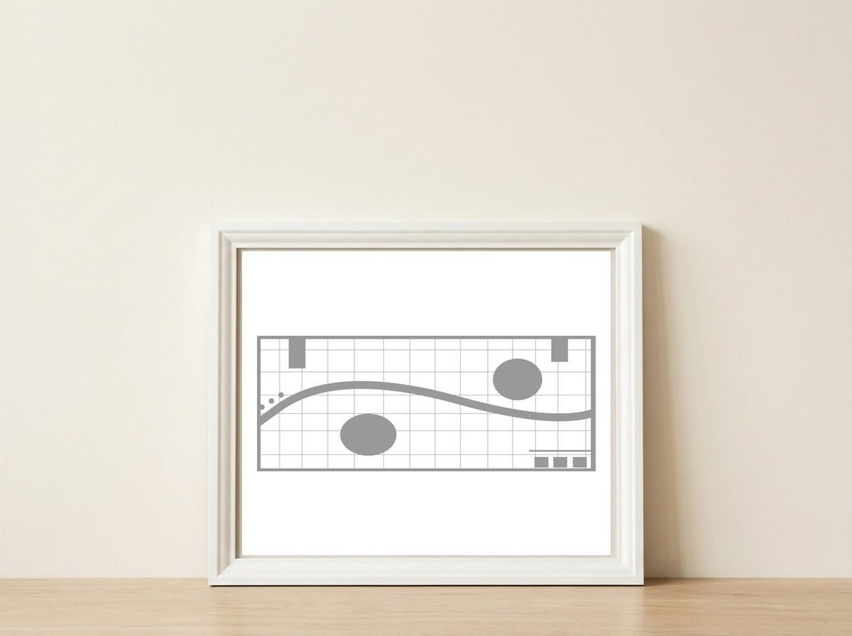 Abstrato Geométrico 39.4 — framed, leaning against the wall