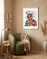 Indian Portrait Disaster · Kicking Bear Colorful Square framed in a tender room thumbnail