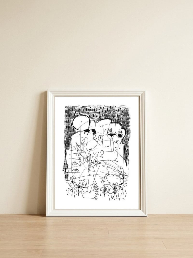 Fear - b&w — framed, leaning against the wall