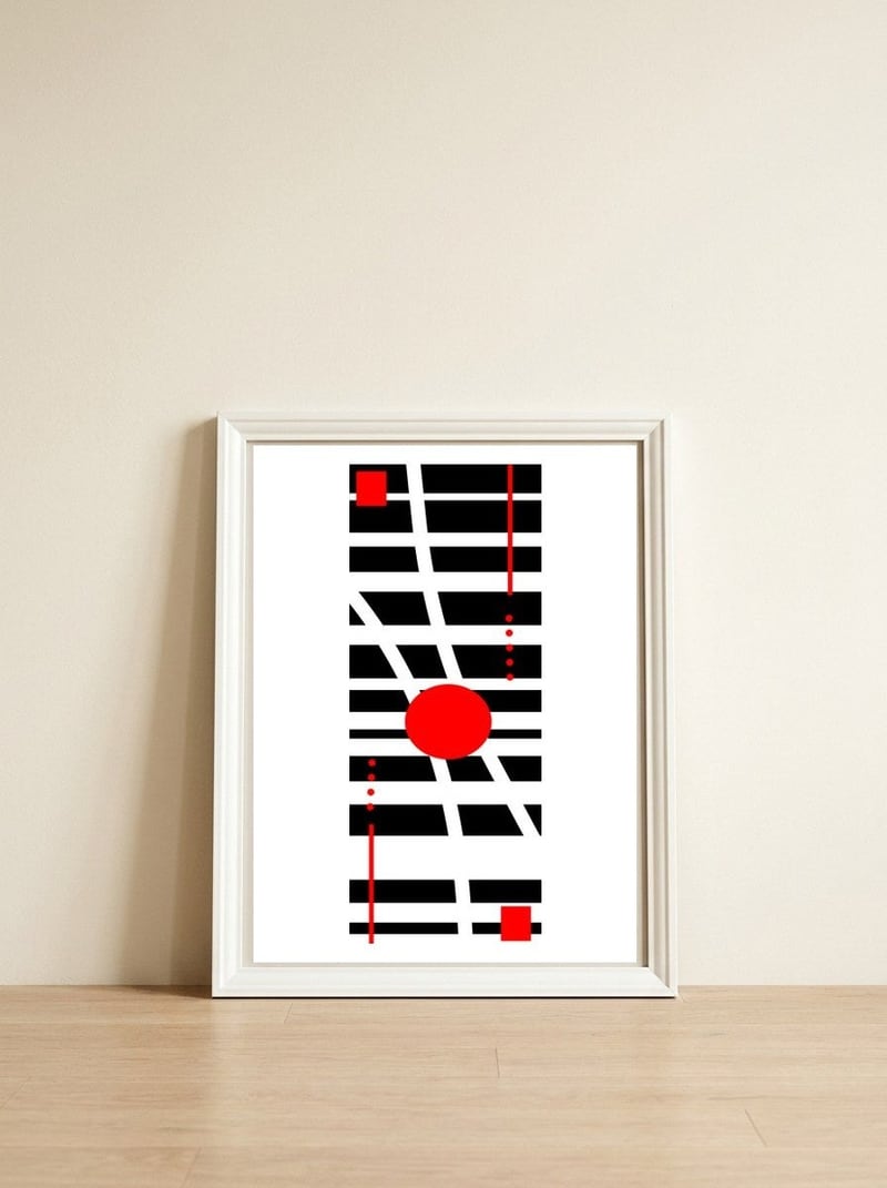 Abstrato Geométrico 41.5 — framed, leaning against the wall