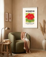 Scorpio Birth Flower Geranium framed in a tender room thumbnail