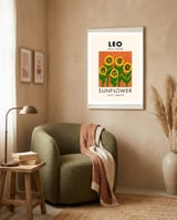 Leo Birth Flower Sunflower framed in a tender room thumbnail