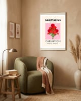 Sagittarius Birth Flower Carnation  framed in a tender room thumbnail
