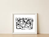 Birds on a Wire - b&w — framed, leaning against the wall thumbnail