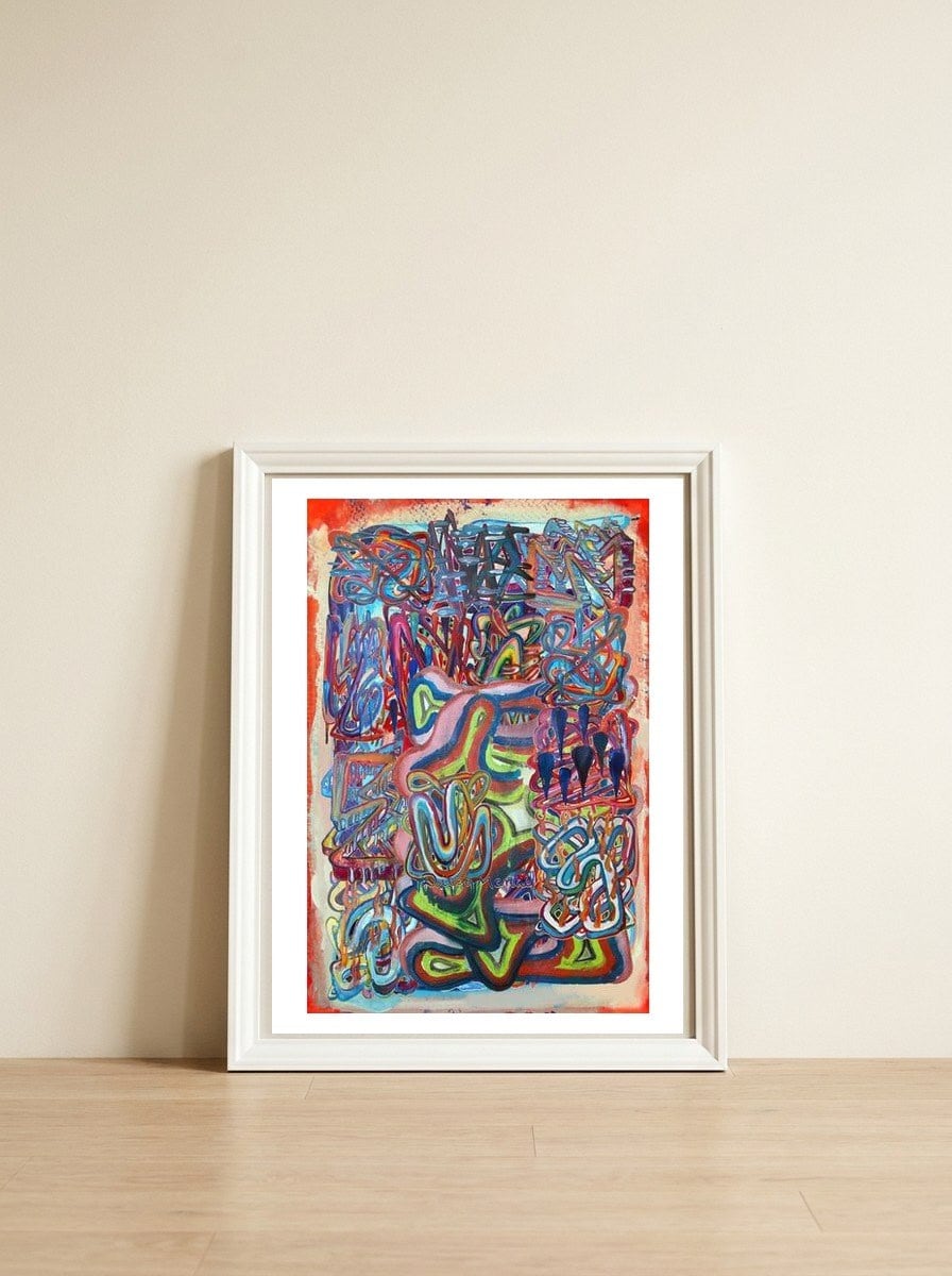 Graffiti Digital 2022 1014 — framed, leaning against the wall