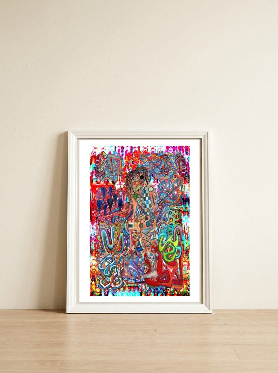 Graffiti Digital 2022 1032 — framed, leaning against the wall
