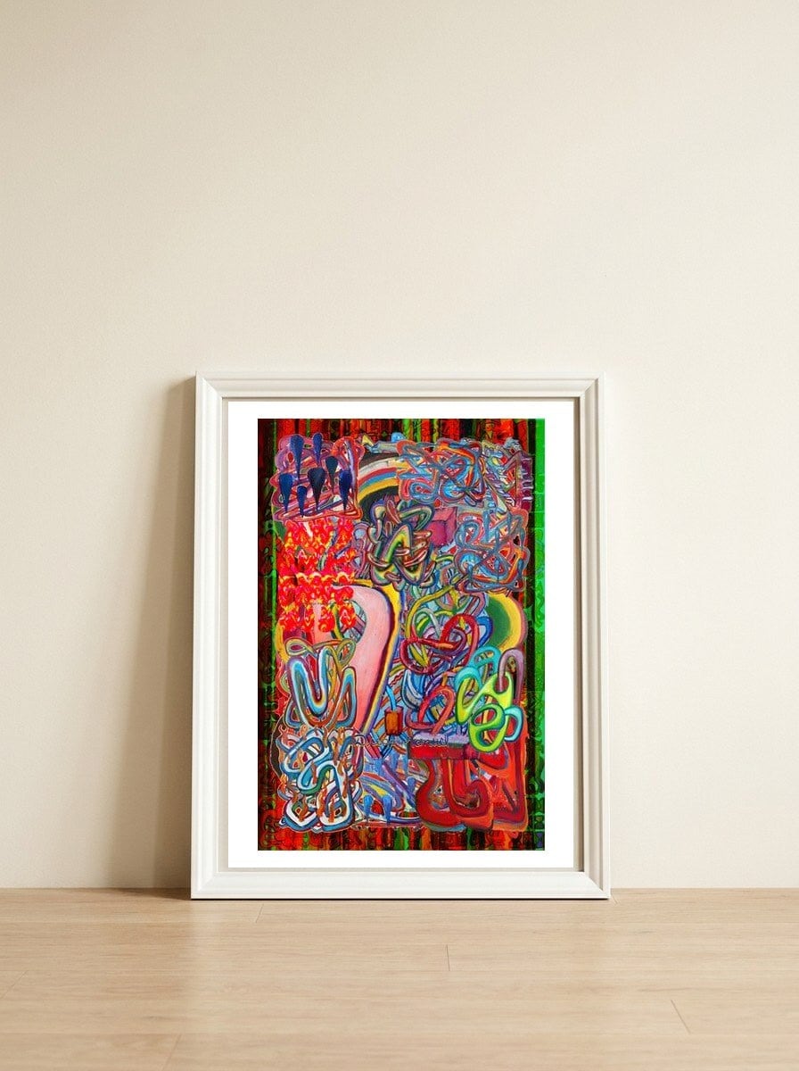 Graffiti Digital 2022 1050 — framed, leaning against the wall