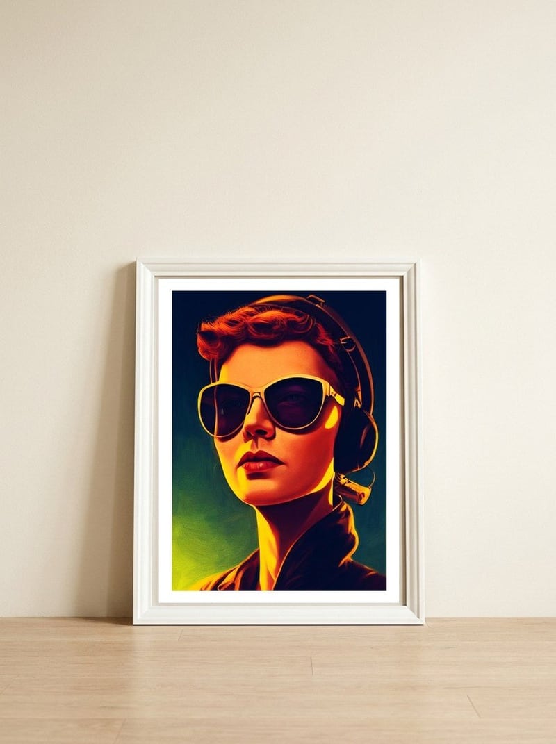 Woman Ok — framed, leaning against the wall
