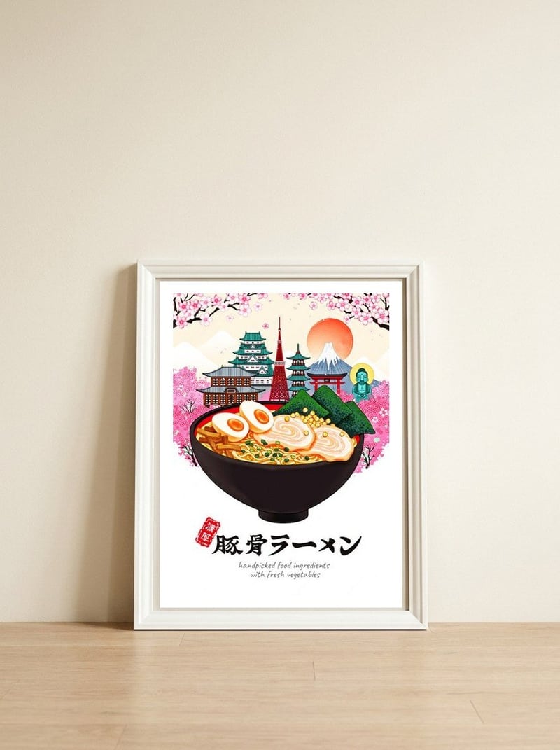 Food Japan — framed, leaning against the wall