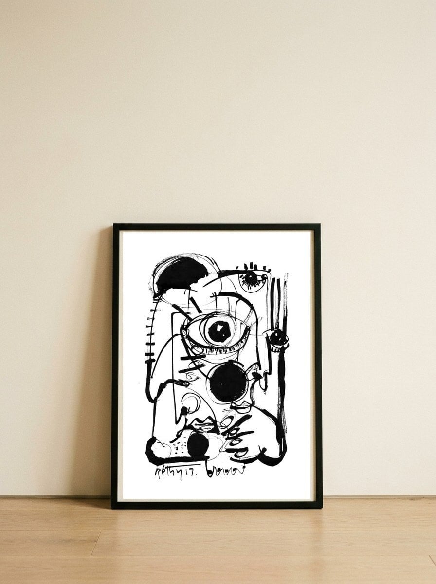 Staring Into Infinity - b&w — framed, leaning against the wall