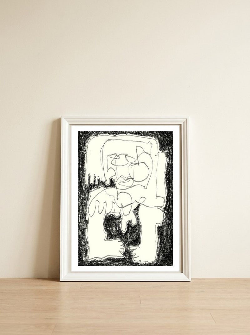 Static Noise — framed, leaning against the wall
