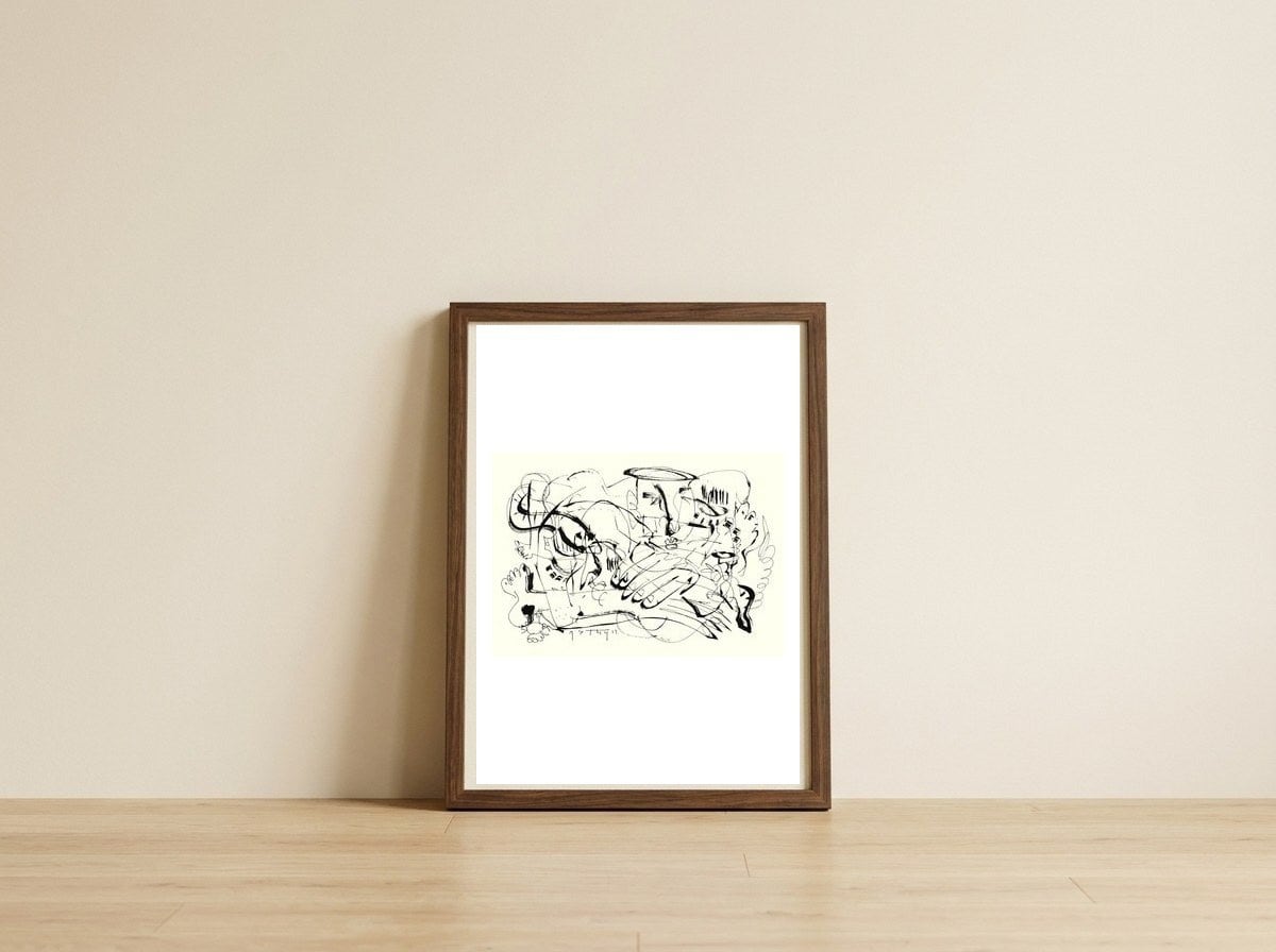 Temptation of Angels — framed, leaning against the wall
