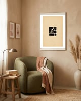 Minimalist black shapes framed in a tender room thumbnail