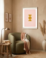 Pink and rust minimalist shapes framed in a tender room thumbnail