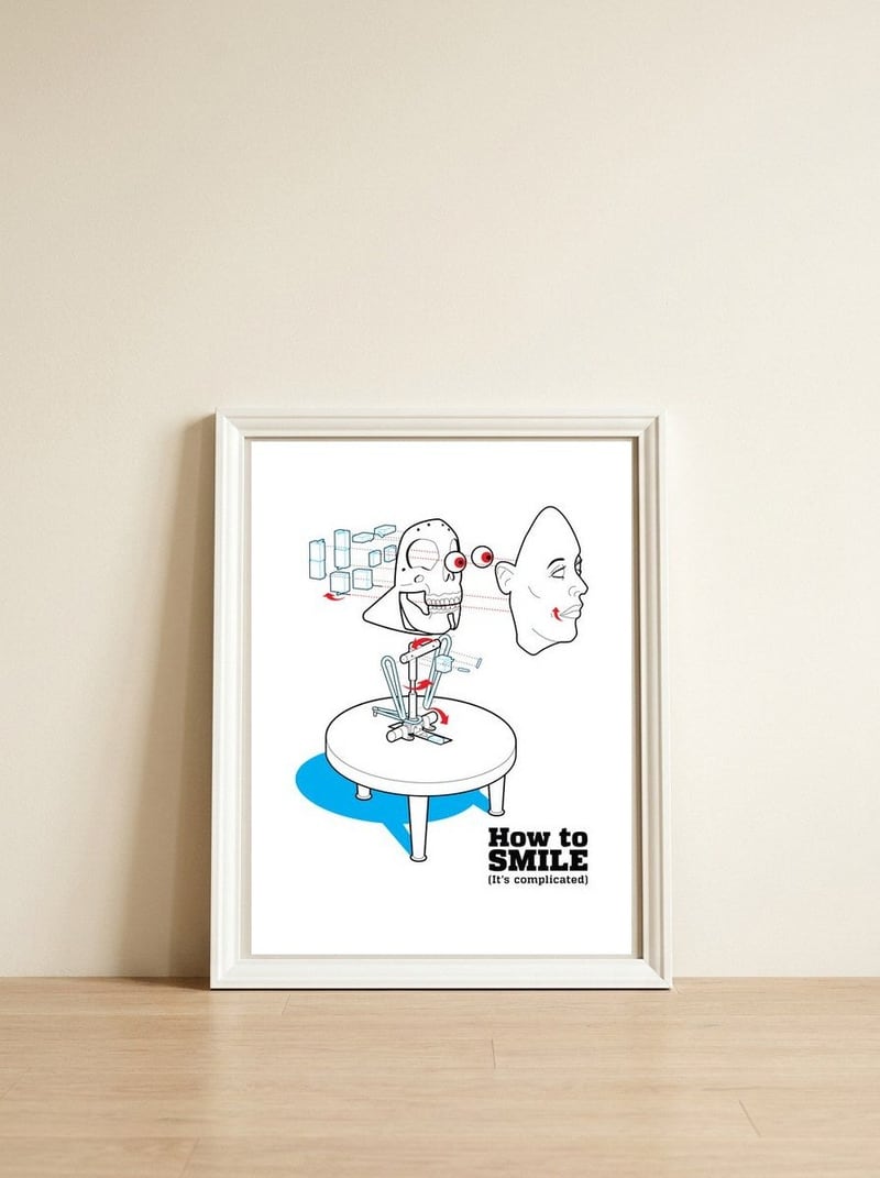 How to Smile — framed, leaning against the wall