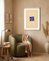 Ultramarine abstract shapes framed in a tender room thumbnail