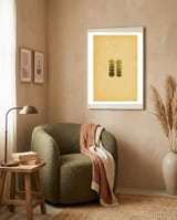 Green blurry geometric shapes framed in a tender room thumbnail
