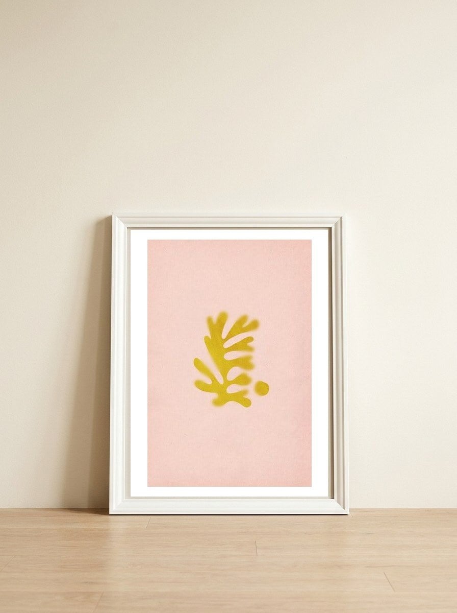 Matisse inspired blurry shapes — framed, leaning against the wall