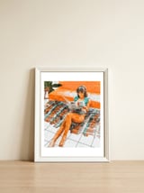 The Gossip Column | Modern Bohemian Woman Hippie Décor | Staycation Fashion Painting  — framed, leaning against the wall thumbnail