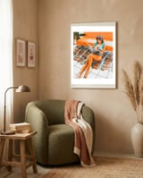 The Gossip Column | Modern Bohemian Woman Hippie Décor | Staycation Fashion Painting  framed in a tender room thumbnail