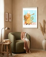 Music Soothes My Soul | Urban Hippie Bohemian Woman Playing the Guitar | Plant Lady Painting framed in a tender room thumbnail