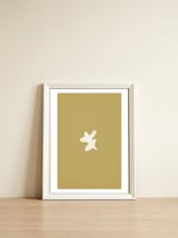 Olive green Matisse inspired shape — framed, leaning against the wall thumbnail