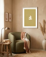 Olive green cut-out shapes framed in a tender room thumbnail