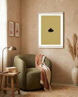Olive green and black vase framed in a tender room thumbnail