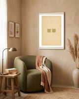 Minimalist green squares framed in a tender room thumbnail