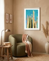 Desert's Rose, Summer Cactus Abstract Pastel Digital Art, Nature Botanical Color Sketch Plant Drawing framed in a tender room thumbnail