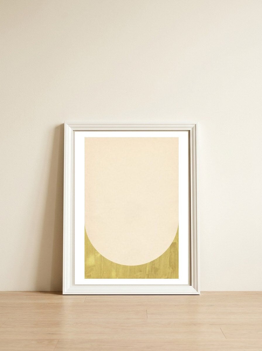 Soft green arch shape — framed, leaning against the wall