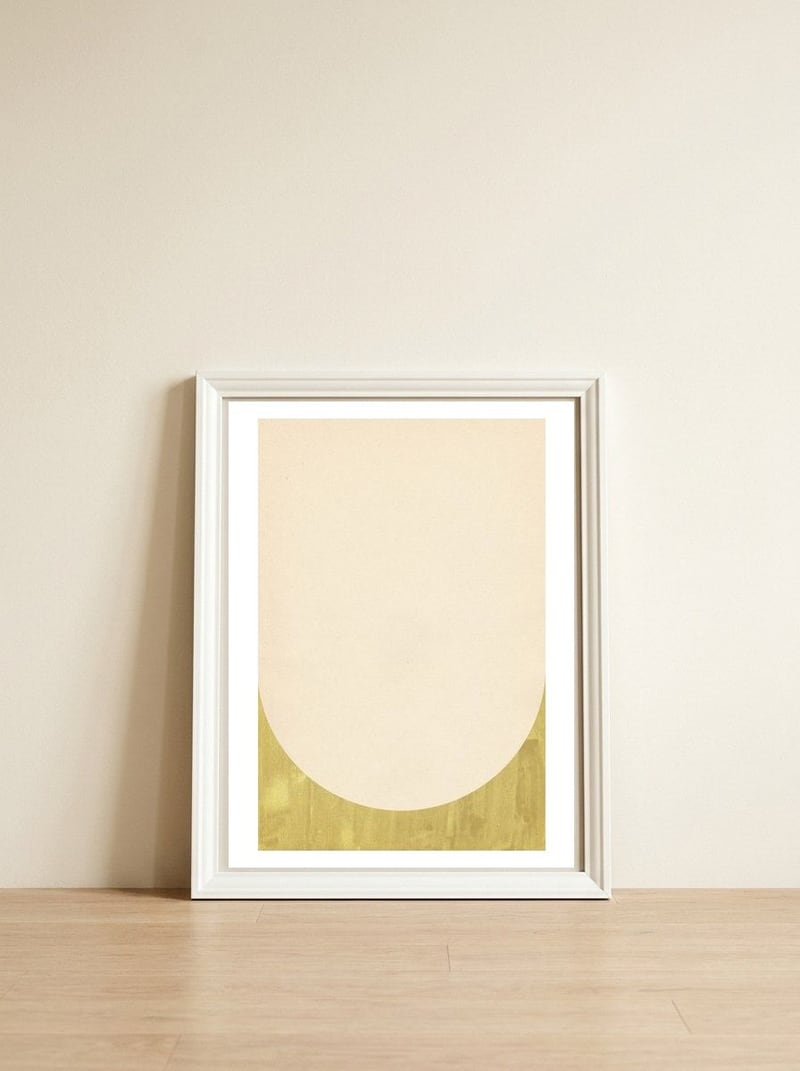 Soft green arch shape — framed, leaning against the wall