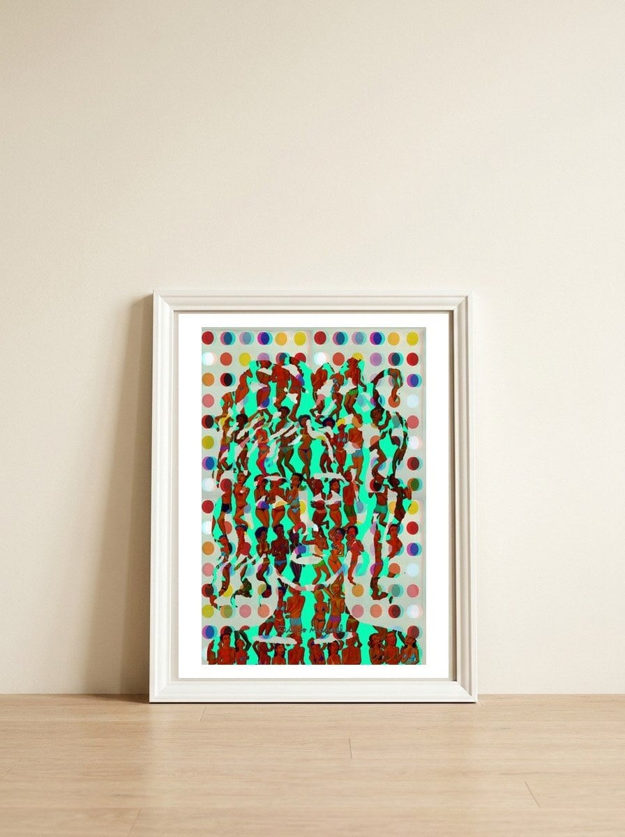 Mujer 34 — framed, leaning against the wall