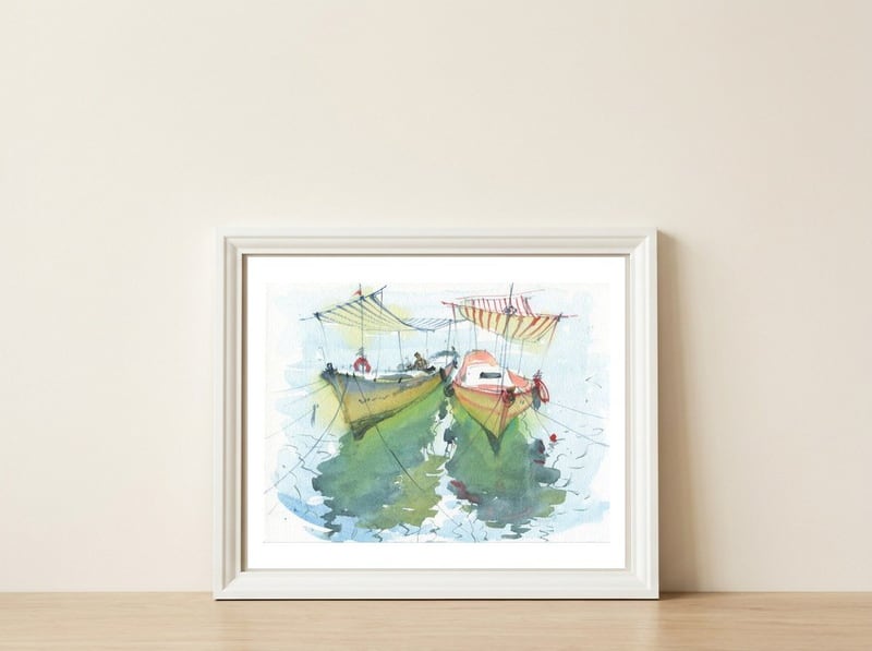 Pleasure boats — framed, leaning against the wall